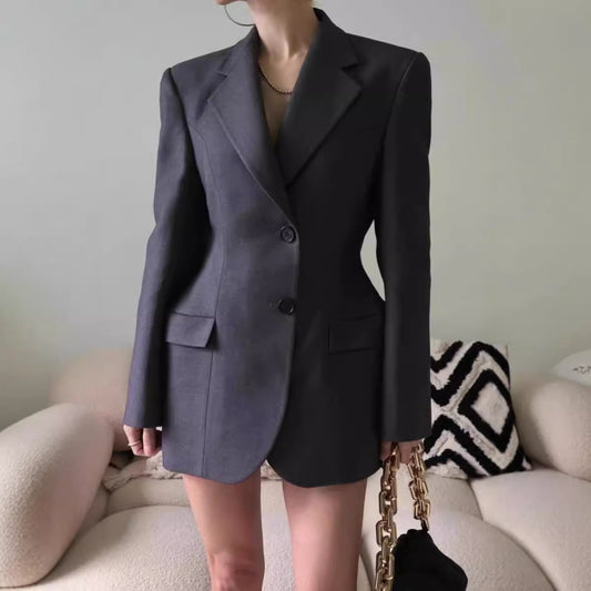 Fashionable design hourglass temperament waist cinching suit top for women