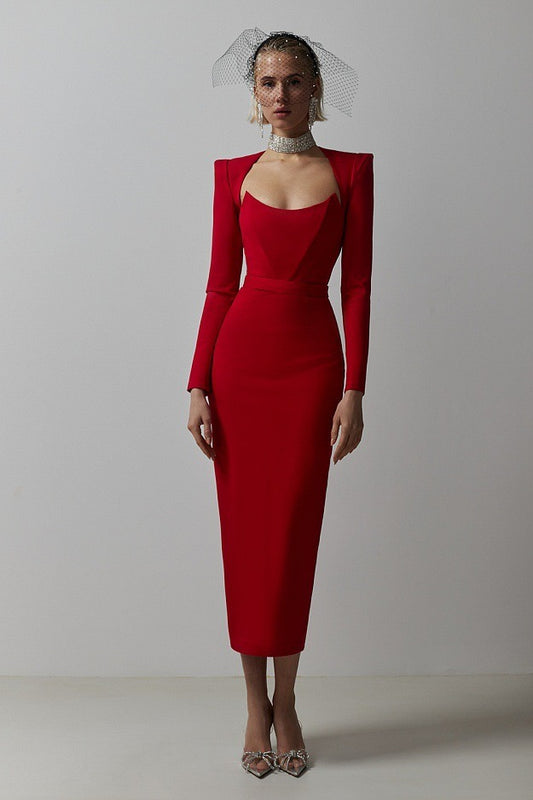 Beauty Fashion Sexy Temperament Simple Bandage Dress Long Dress